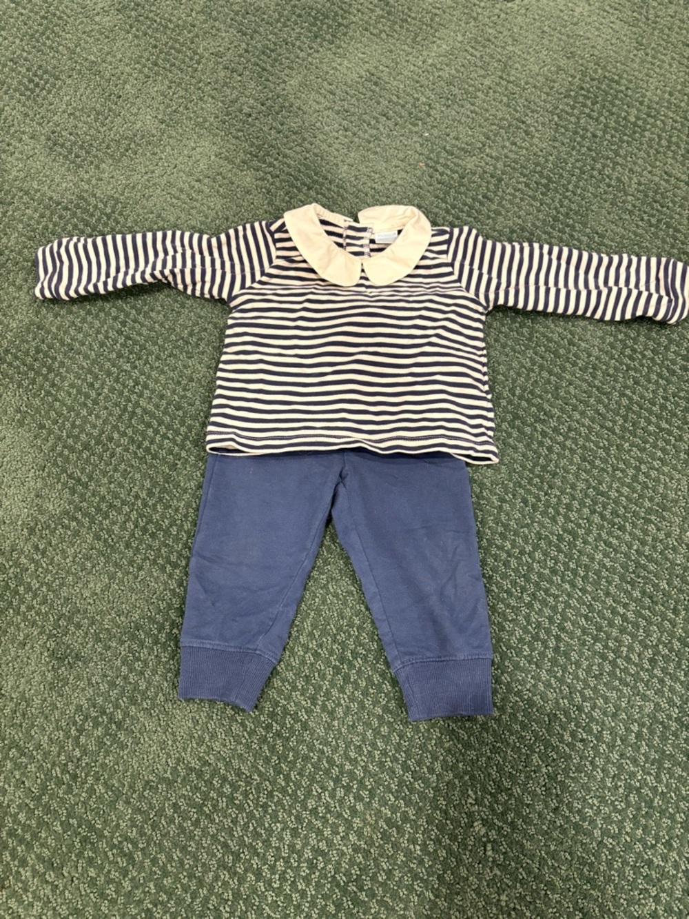 Edgehill Collection Navy & White Striped Top with Blue Pants Kids Matching Set